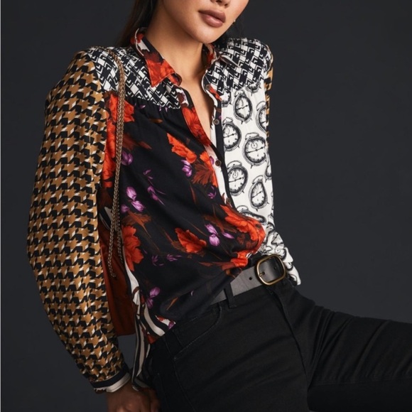 Maeve Tops - Maeve by Anthropologie The Paz Button Down Shirt Mix Print Novelty X-Small